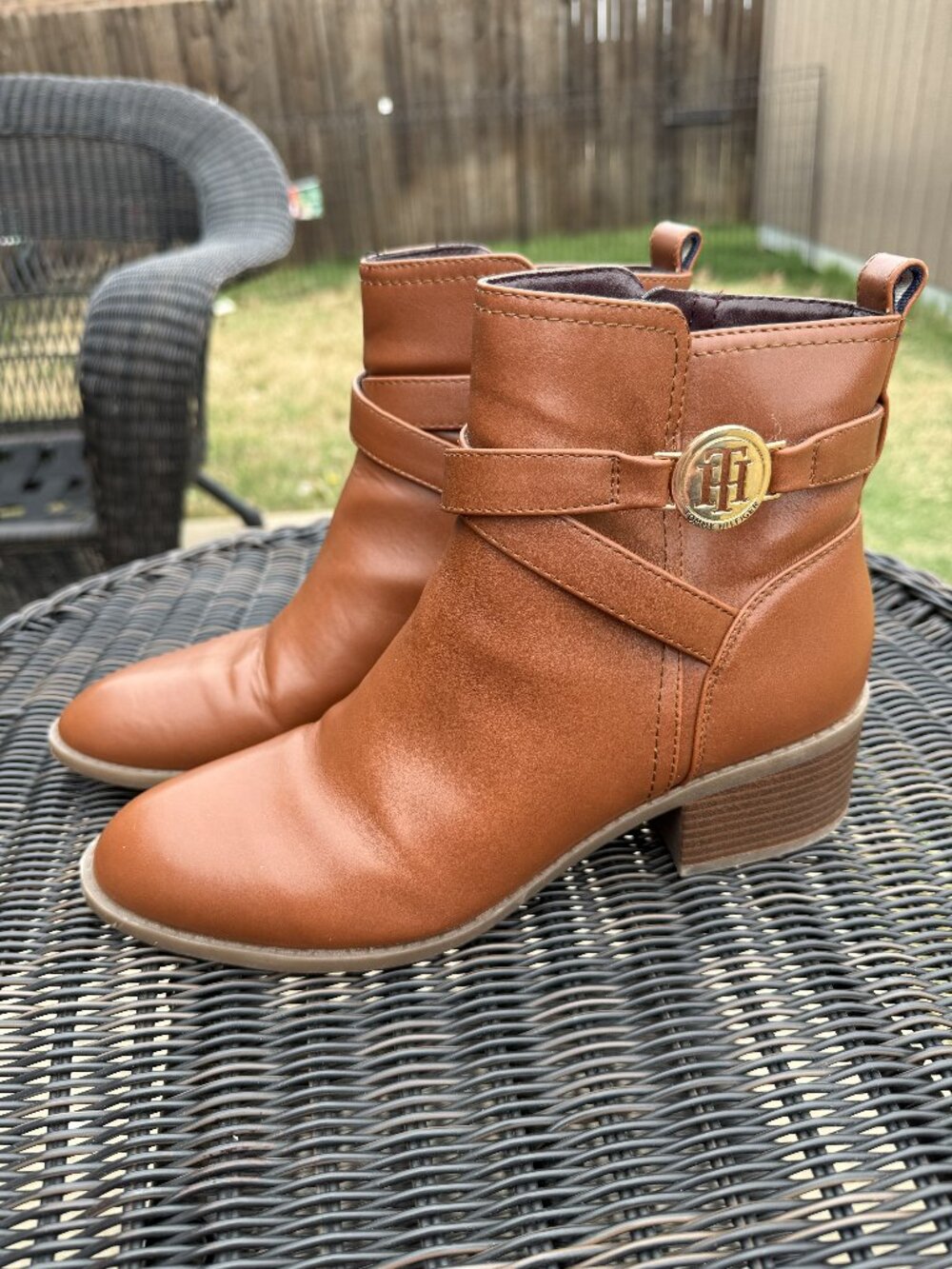 Tommy Hilfiger Women's Diyana Cognac Faux Leather Ankle Boots